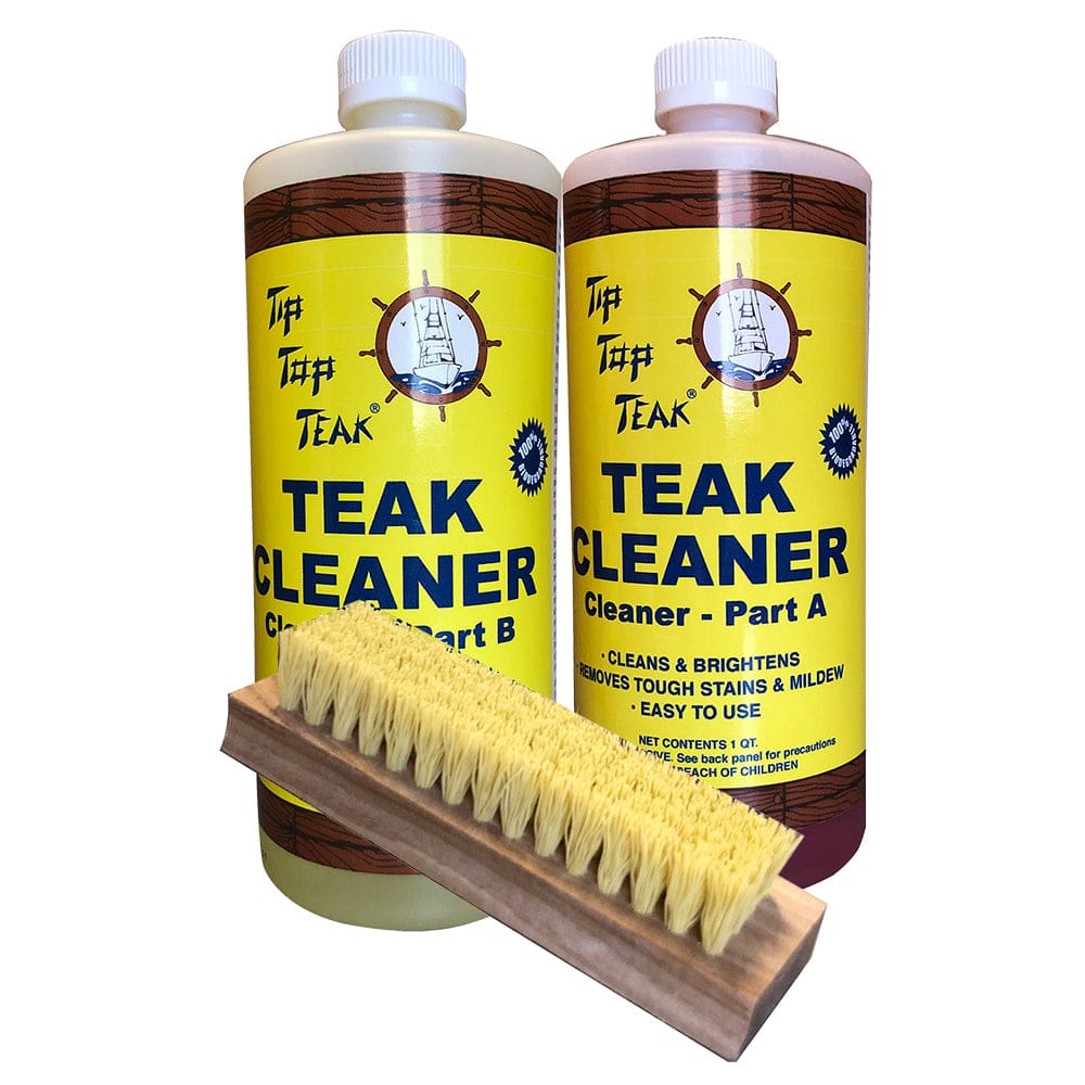 Tip Top Teak Cleaner Kit Part A & Part B w/ Brush - Boat Outfitting | Cleaning - Tip Top Teak