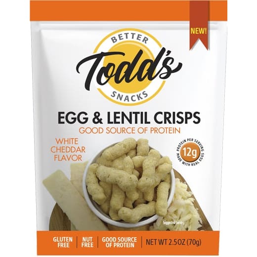 TODDS BETTER SNACKS: White Cheddar Egg Lentil Chips 2.5 oz (Pack of 5) - TODDS BETTER SNACKS