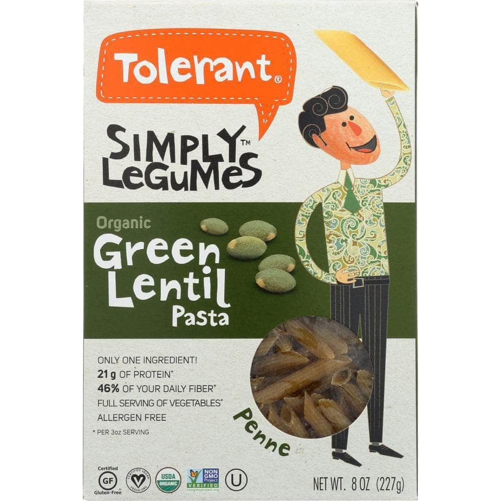 Tolerant Tolerant Pasta Penne Green Lentil Organic, 8 oz