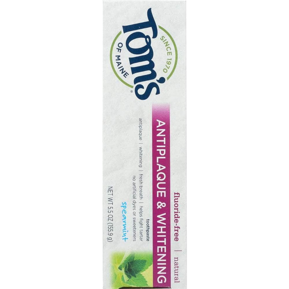 Toms Of Maine Toms Of Maine Antiplaque & Whitening Fluoride-Free Toothpaste Spearmint, 5.5 Oz