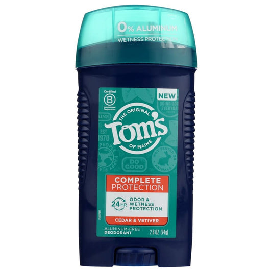 TOMS OF MAINE: Complete Protection Deodorant Cedar & Vetiver 2.6 OZ (Pack of 3) - Beauty & Body Care > Deodorants & Antiperspirants - TOMS