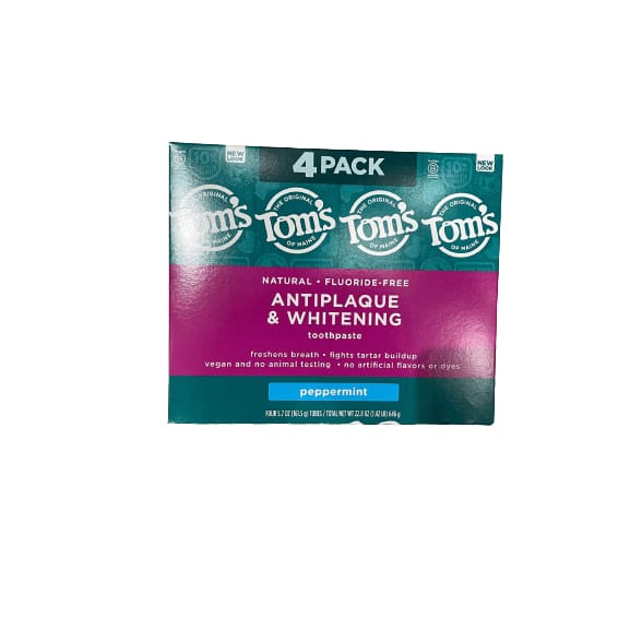 Tom's of Maine Tom's of Maine Fluoride-Free Antiplaque & Whitening Natural Toothpaste, Peppermint, 5.7 oz. 4-Pack