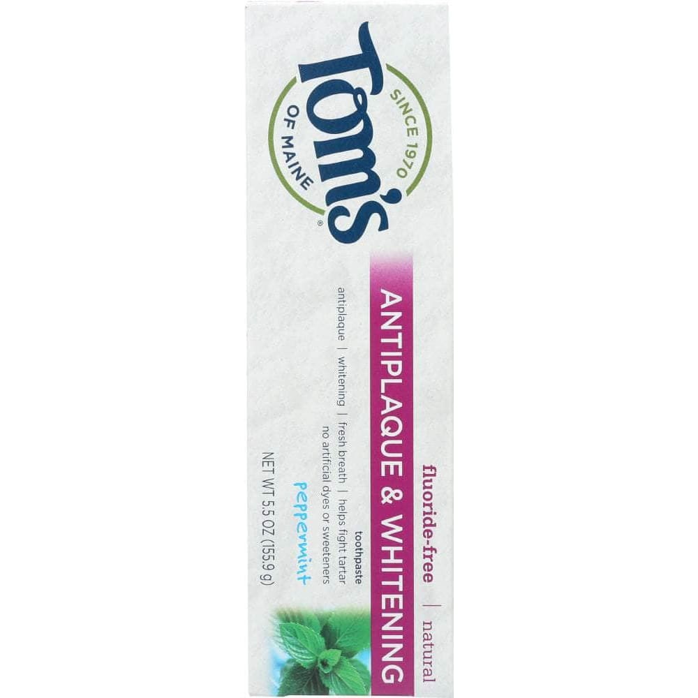 Toms Of Maine Toms Of Maine Fluoride Free Antiplaque & Whitening Toothpaste Peppermint, 5.5 Oz
