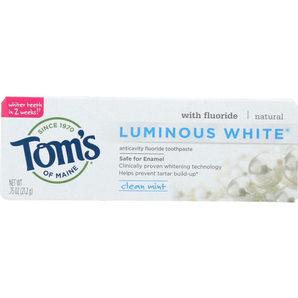 TOMS OF MAINE: Luminous White Clean Mint Toothpaste 0.75 oz - Beauty & Body Care > Oral Care > Toothpastes & Toothpowders - TOMS OF MAINE