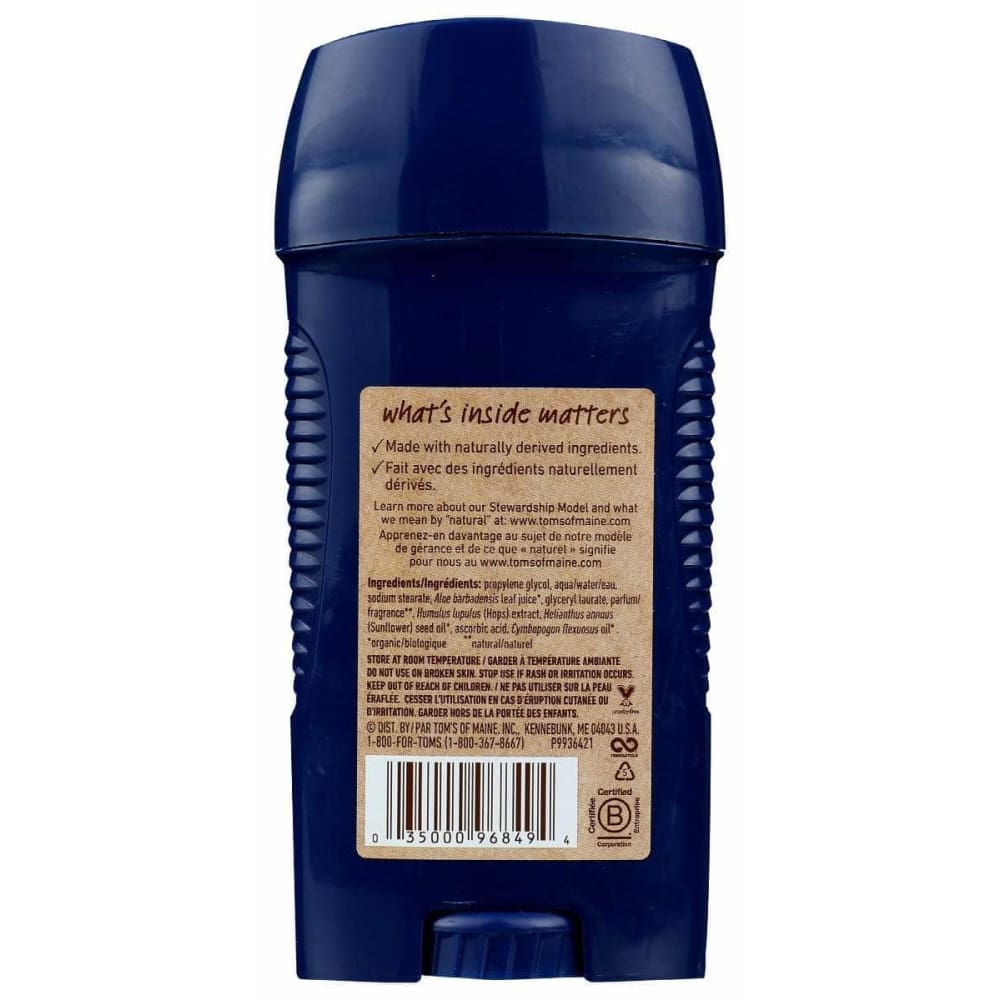 TOMS OF MAINE Toms Of Maine Mens Long Lasting Wide Stick Deodorant In North Woods, 2.8 Oz