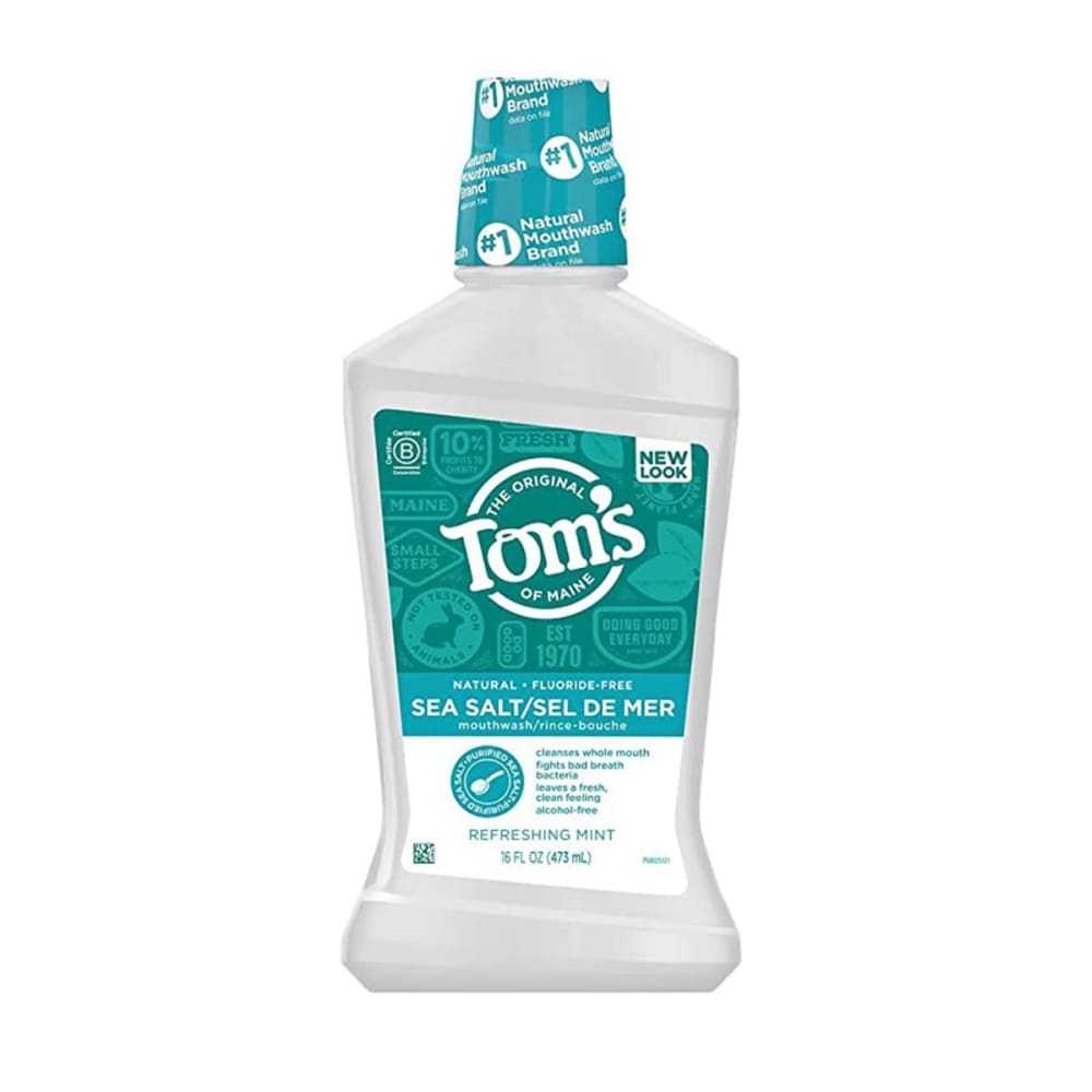 TOMS OF MAINE: Mouthwash Refreshing Mint Sea Salt 16 oz (Pack of 4) - TOMS OF MAINE