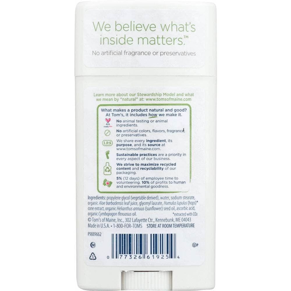 Toms Of Maine Toms Of Maine Original Care Deodorant Unscented, 2.25 Oz