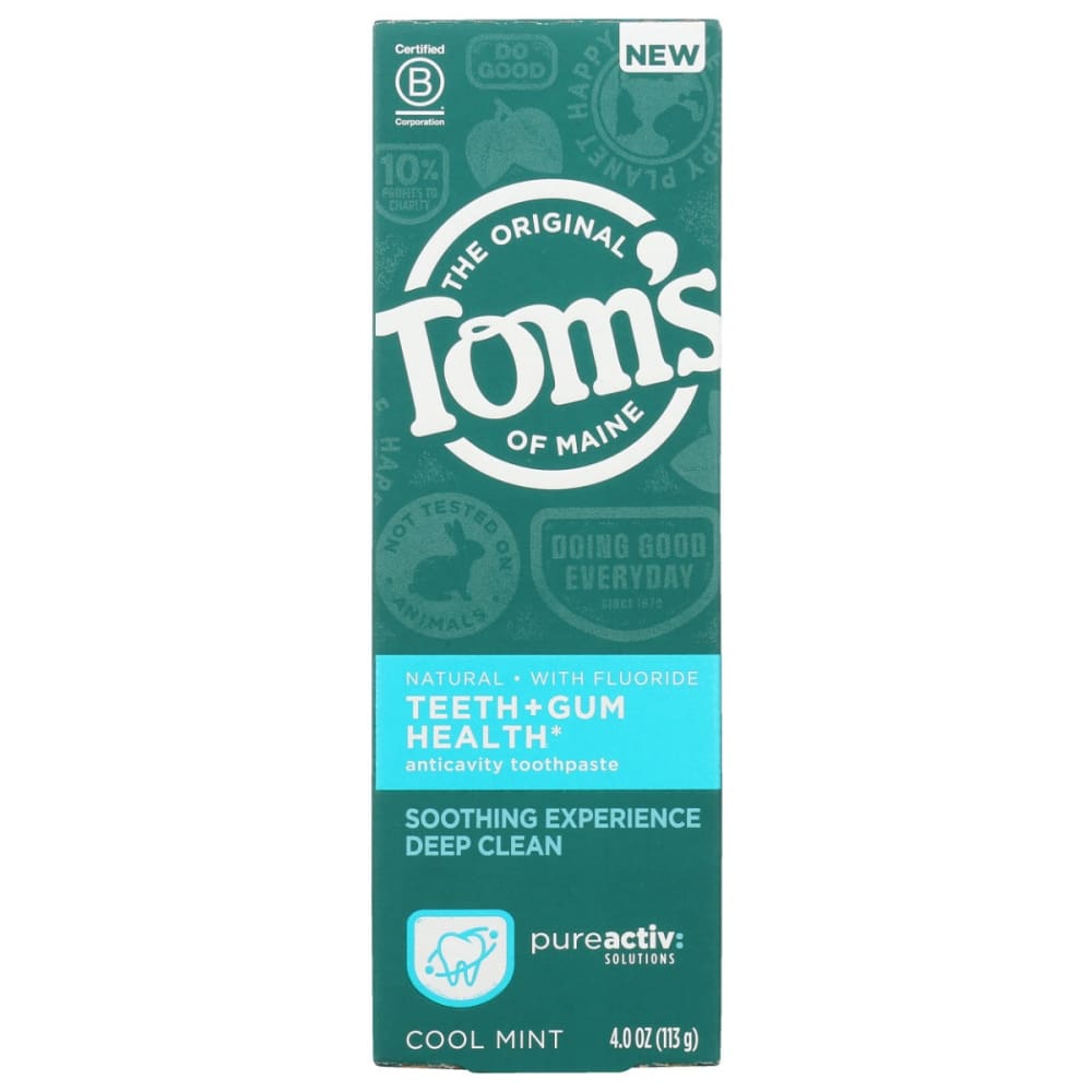 TOMS OF MAINE: PureActiv Teeth + Gum Health Cool Mint 4.0 oz (Pack of 4) - Beauty & Body Care > Oral Care > Toothpastes & Toothpowders -