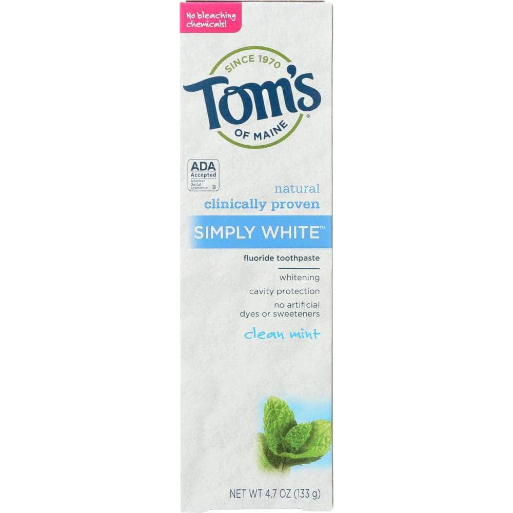 Toms Of Maine Tom's Of Maine  Simply White Fluoride Toothpaste Clean Mint, 4.7 oz