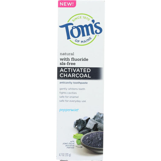 TOMS OF MAINE: Toothpaste Anti-cavity Charcoal 4.7 OZ (Pack of 4) - Beauty & Body Care > Oral Care - TOMS OF MAINE