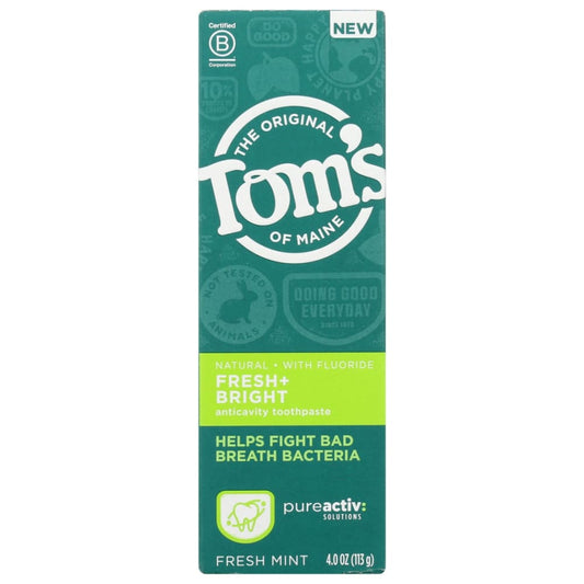 TOMS OF MAINE: Toothpaste Fresh & Bright Fresh Mint 4 OZ (Pack of 4) - Beauty & Body Care > Oral Care - TOMS OF MAINE
