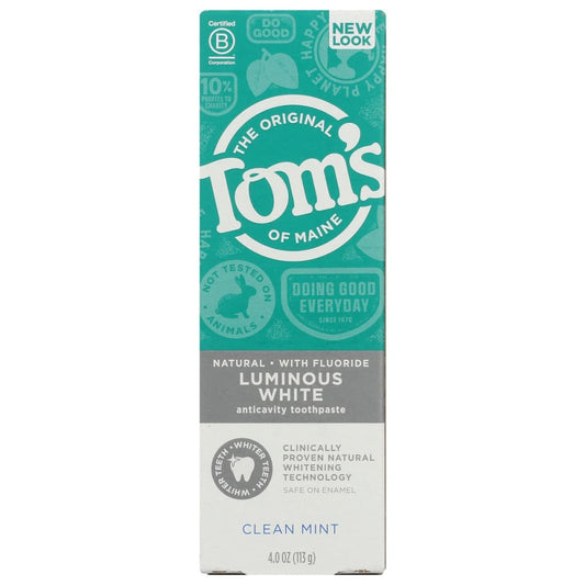TOMS OF MAINE: Toothpaste Luminous White Clean Mint 4 oz (Pack of 4) - Beauty & Body Care > Oral Care > Toothpastes & Toothpowders - TOMS