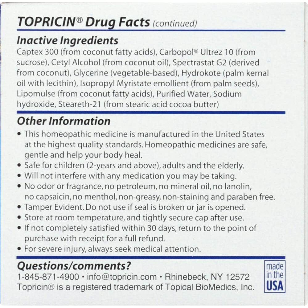 TOPRICIN Topricin Pain Relief And Healing Cream, 4 Oz