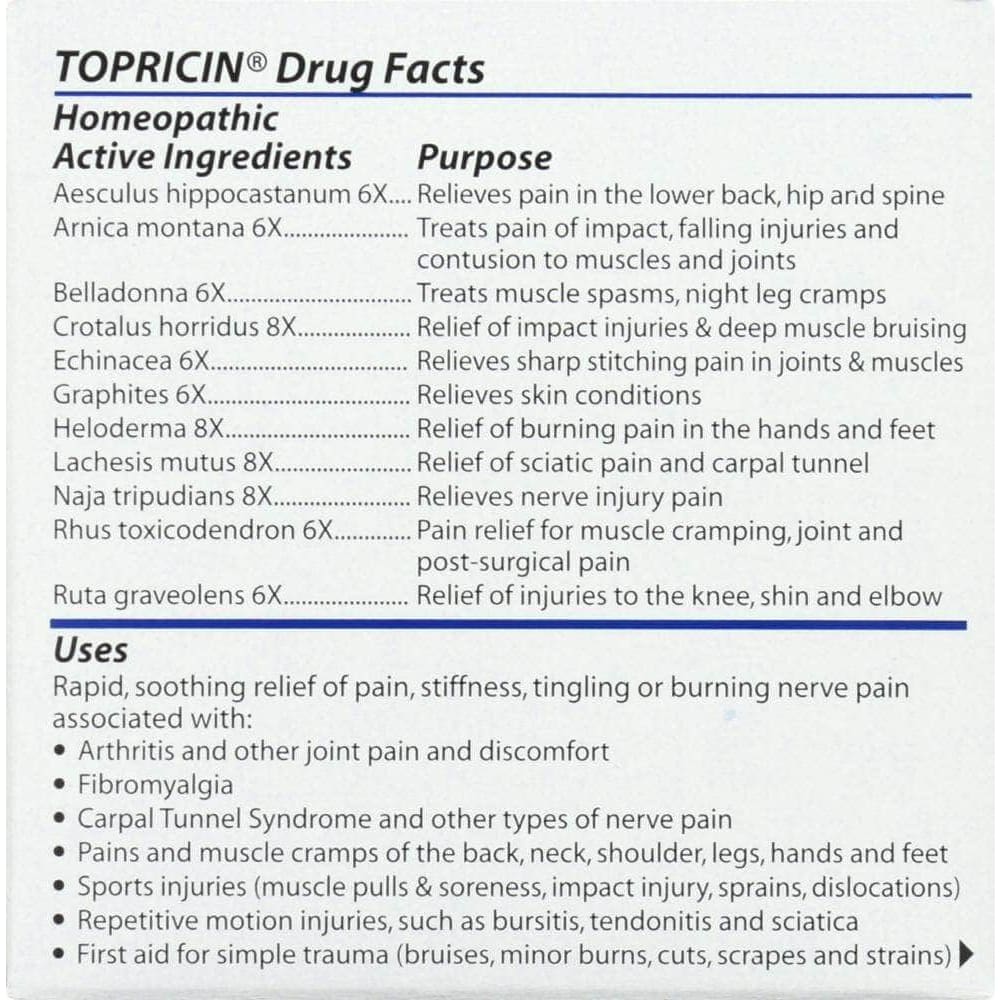 TOPRICIN Topricin Pain Relief And Healing Cream, 4 Oz