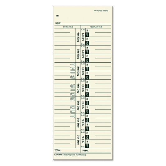 Tops - Acroprint Cincinnati Lathem Simplex Stromberg Time Card 3-1/2 x 9 - 500/Box - Time Clocks & Cards - Tops
