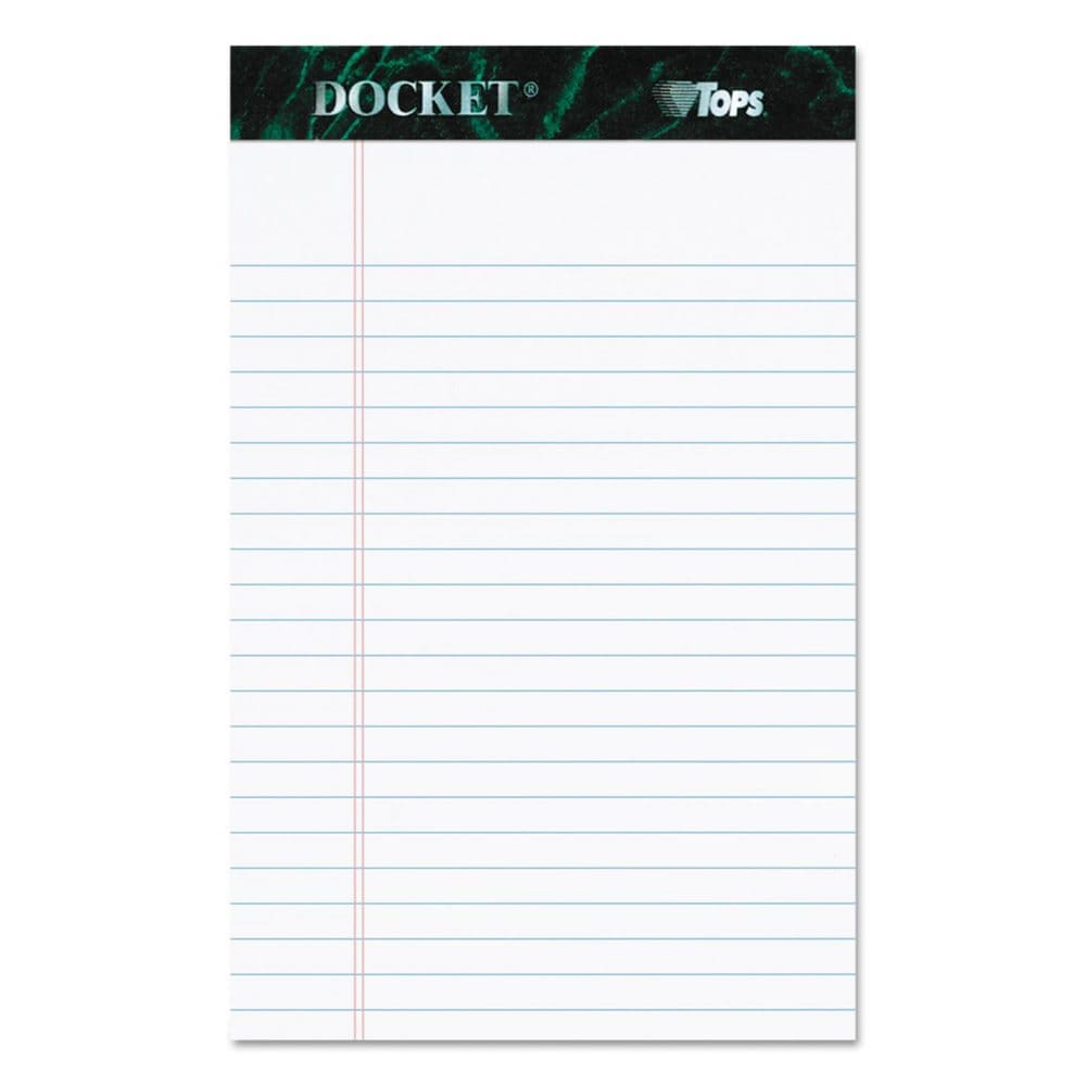 TOPS - Docket Ruled Perforated Pads - Legal Ruling - 5 x 8 - White - 12 50-Sheet Pads/Pack - Writing Pads Notebooks & Envelopes - TOPS
