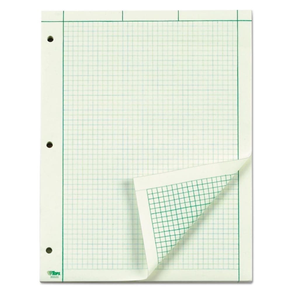 TOPS - Engineering Computation Pad - Quad Rule - Letter - Green - 100 Sheets/Pad (Pack of 2) - Writing Pads Notebooks & Envelopes - TOPS