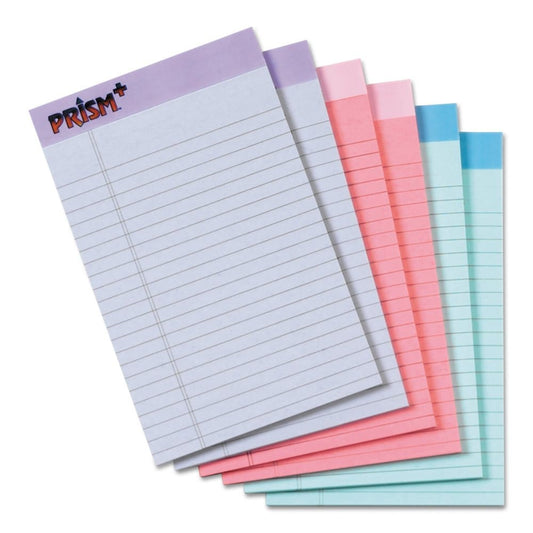 TOPS - Prism Plus Colored Junior Legal Pads 5 x 8 Pastels - 6 50-Sheet Pads/Pack (Pack of 2) - Writing Pads Notebooks & Envelopes - TOPS