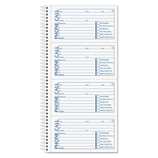 TOPS - Spiralbound Message Book 2-3/4 x 5 Two-Part Carbonless 400 per Book (Pack of 2) - Writing Pads Notebooks & Envelopes - TOPS