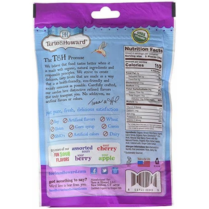 TORIE & HOWARD Grocery > Chocolate, Desserts and Sweets > Candy TORIE & HOWARD Candy Fruit Chewie Sour Berry Bag Original, 4 oz
