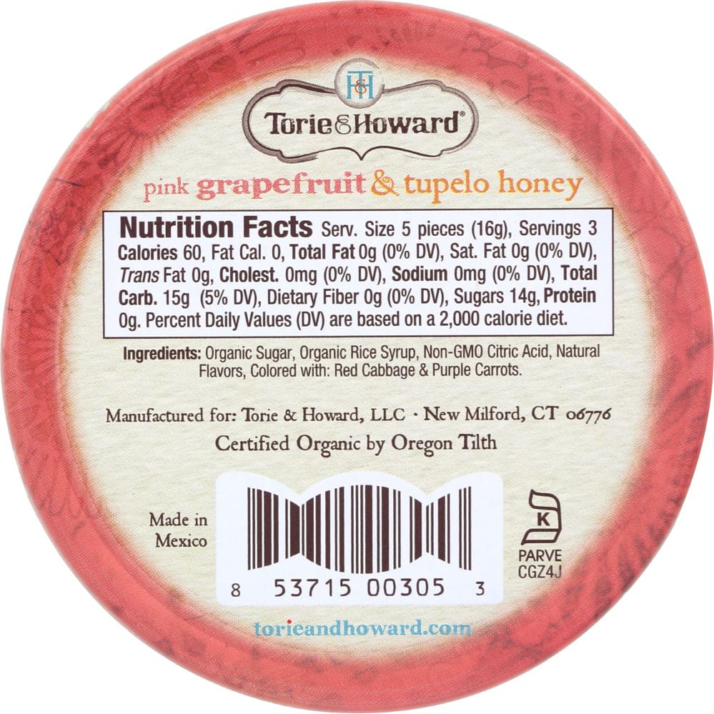TORIE & HOWARD: Candy Tin Grapefruit & Honey 2 oz - Grocery > Chocolate Desserts and Sweets > Candy - TORIE & HOWARD