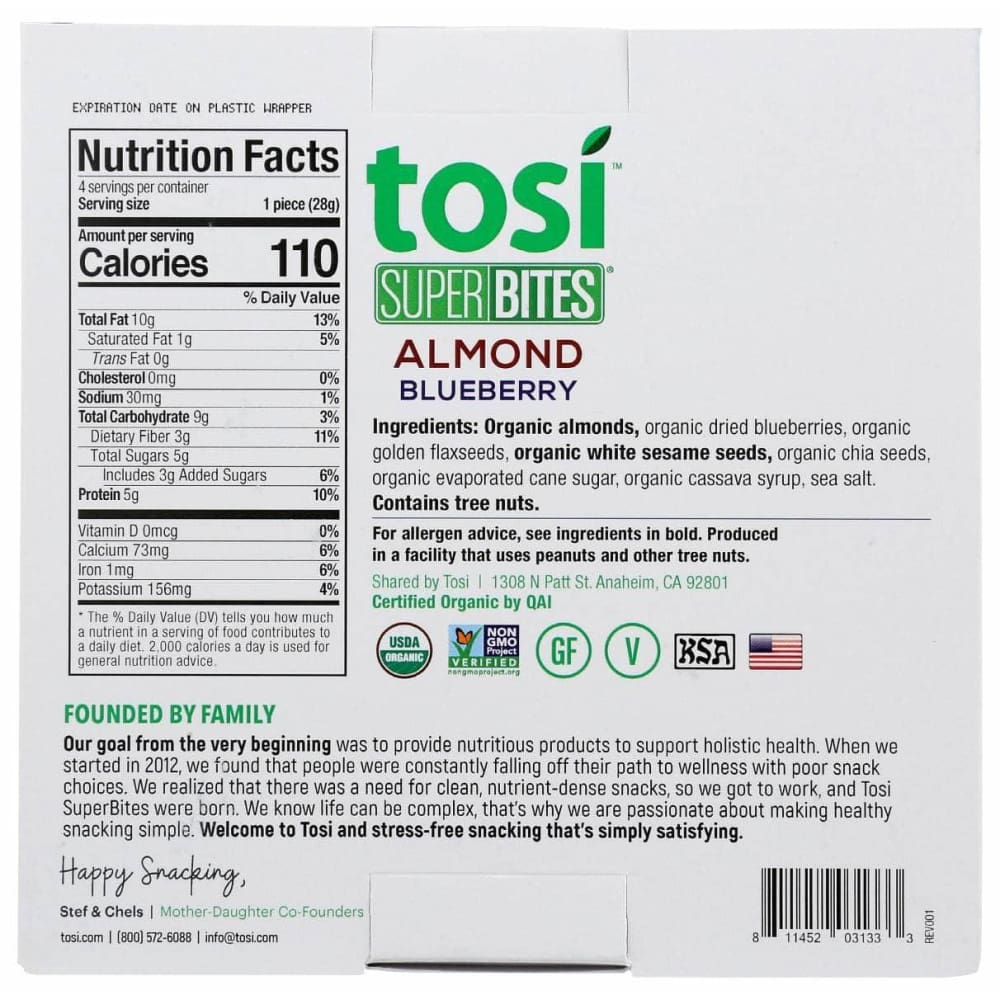 TOSIHEALTH Grocery > Snacks > Nuts > Nuts TOSIHEALTH Suprbtes Blubrry Almond 4Pk, 7.6 oz