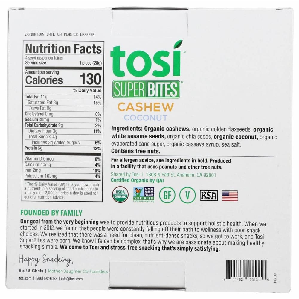 TOSIHEALTH Grocery > Snacks > Nuts > Nuts TOSIHEALTH Suprbts Cocont Cashew 4 Pk, 7.6 oz