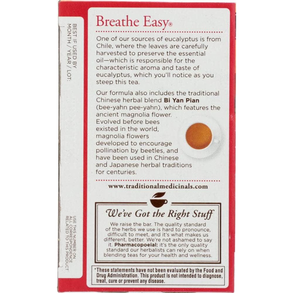 Traditional Medicinals Traditional Medicinals Breathe Easy Caffeine Free Herbal Tea 16 Tea Bags, 0.85 oz