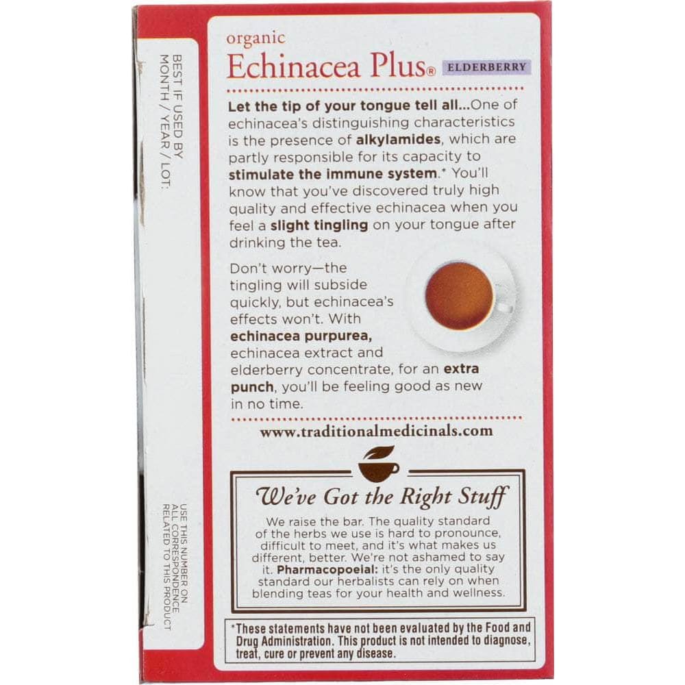 Traditional Medicinals Traditional Medicinals Organic Echinacea Plus Elderberry Herbal Tea 16 tea bags, 0.85 oz