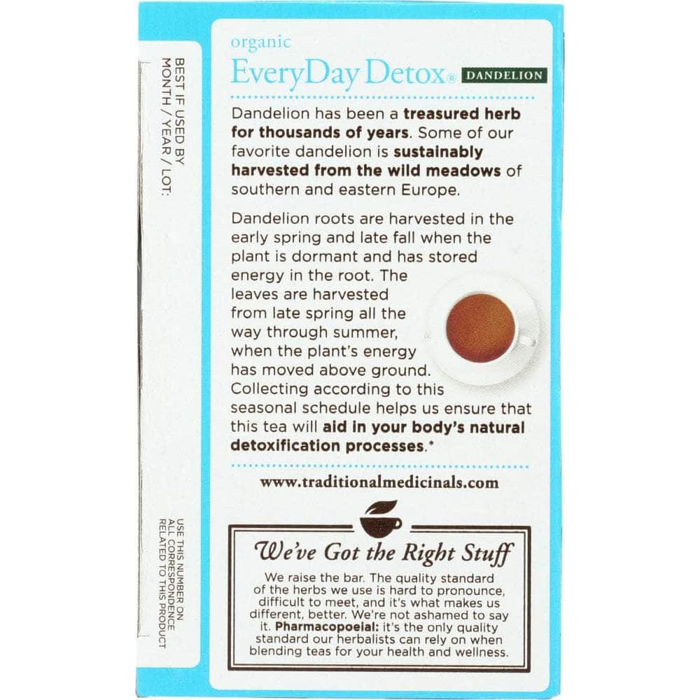 Traditional Medicinals Traditional Medicinals Organic Everyday Detox Dandelion Herbal Tea 16 Tea Bags, 0.85 oz