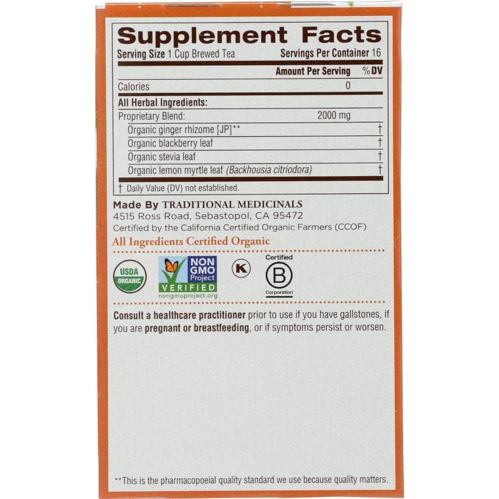 Traditional Medicinals Traditional Medicinals Organic Ginger Aid Herbal Tea 16 Tea Bags, 1.13 oz