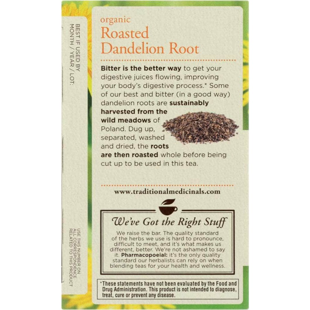 Traditional Medicinals Traditional Medicinals Organic Roasted Dandelion Root Herbal Tea 16 Tea Bags, 0.85 oz