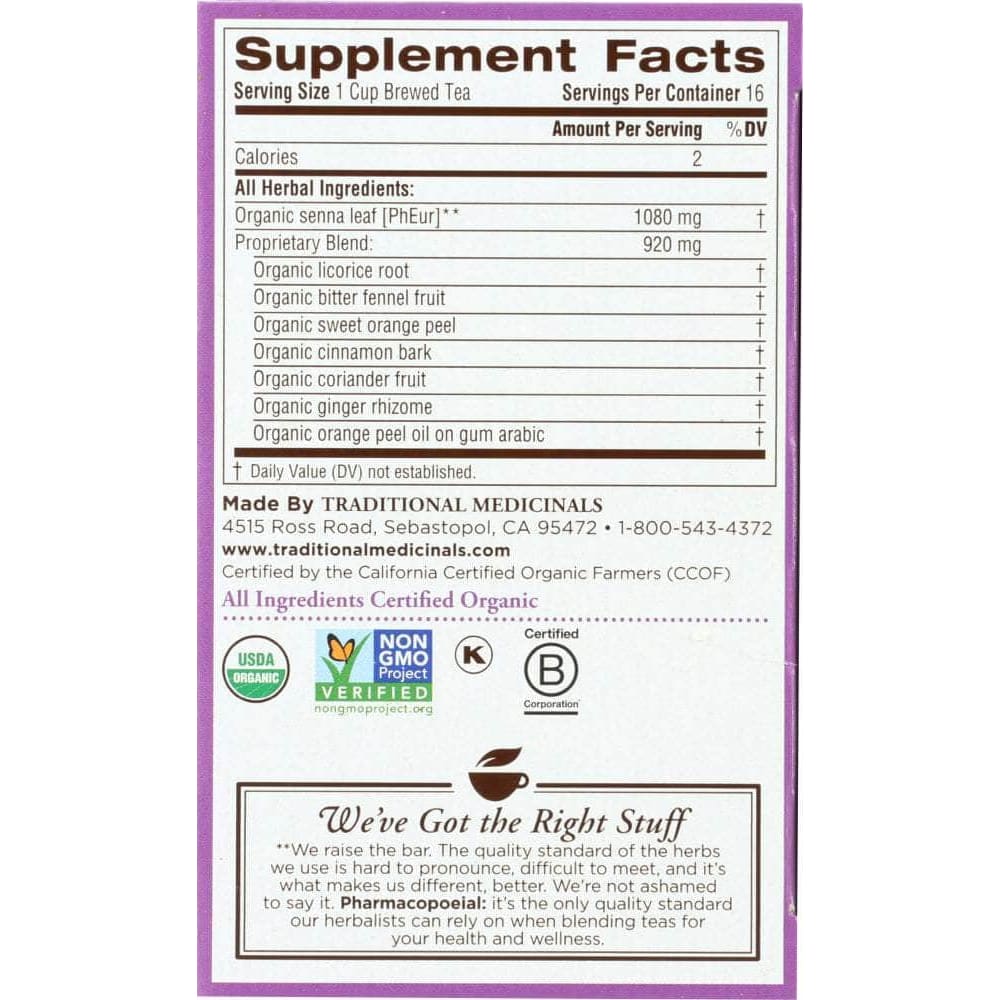 Traditional Medicinals Traditional Medicinals Organic Smooth Move Herbal Tea 16 Tea Bags, 1.13 oz