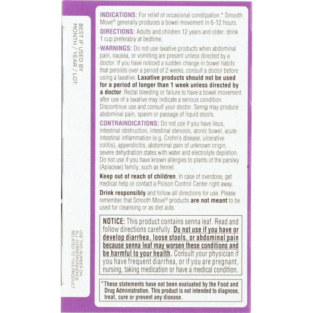 Traditional Medicinals Traditional Medicinals Organic Smooth Move Herbal Tea 16 Tea Bags, 1.13 oz