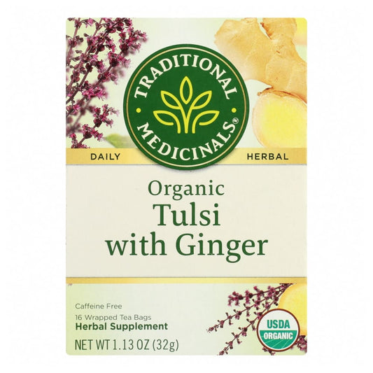 TRADITIONAL MEDICINALS: Organic Tulsi and Ginger Tea 16 bg (Pack of 4) - Grocery > Beverages > Coffee Tea & Hot Cocoa - TRADITIONAL