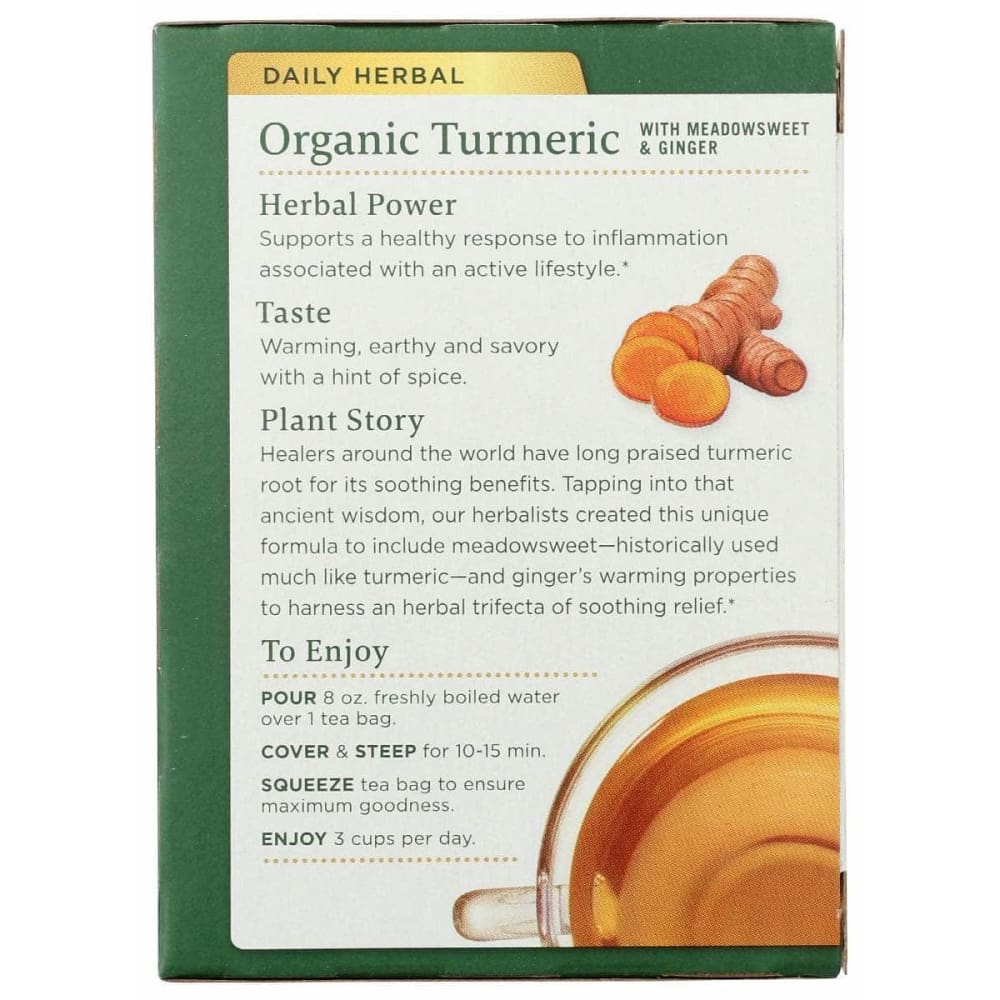 TRADITIONAL MEDICINALS Grocery > Beverages > Coffee, Tea & Hot Cocoa TRADITIONAL MEDICINALS Organic Turmeric With Meadowsweet and Ginger Tea, 16 bg