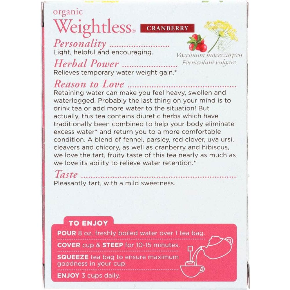 Traditional Medicinals Traditional Medicinals Organic Weightless Cranberry Herbal Tea 16 tea bags, 0.85 oz
