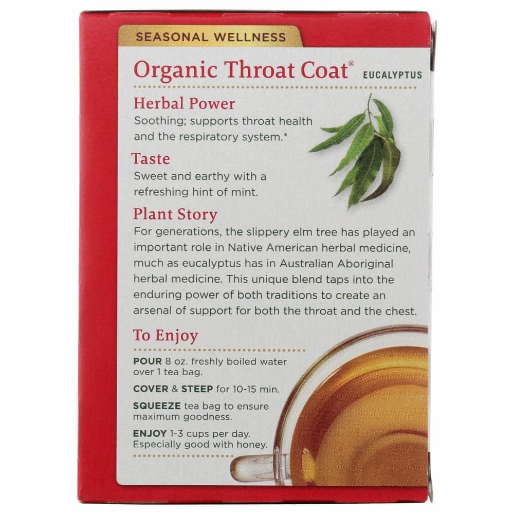TRADITIONAL MEDICINALS Grocery > Beverages > Coffee, Tea & Hot Cocoa TRADITIONAL MEDICINALS Tea Eucalyptus Thrt Coat, 16 bg