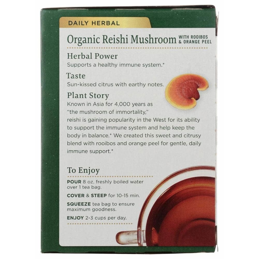 TRADITIONAL MEDICINALS Grocery > Beverages > Coffee, Tea & Hot Cocoa TRADITIONAL MEDICINALS Tea Reishi Mshrm Orng Pl, 16 bg