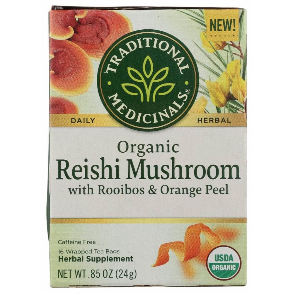 TRADITIONAL MEDICINALS Grocery > Beverages > Coffee, Tea & Hot Cocoa TRADITIONAL MEDICINALS Tea Reishi Mshrm Orng Pl, 16 bg