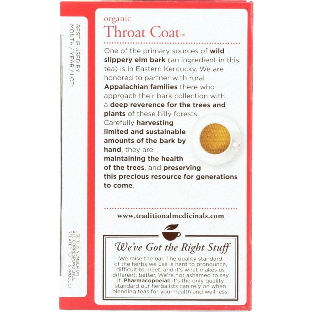 Traditional Medicinals Traditionals Organic Throat Coat 16 Tea Bags, 1.13 oz
