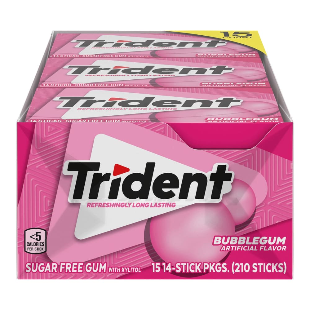 Trident Bubblegum Sugar-Free Gum 15 pk. - Home/Grocery Household & Pet/Canned & Packaged Food/Candy Gum & Mints/ - Trident