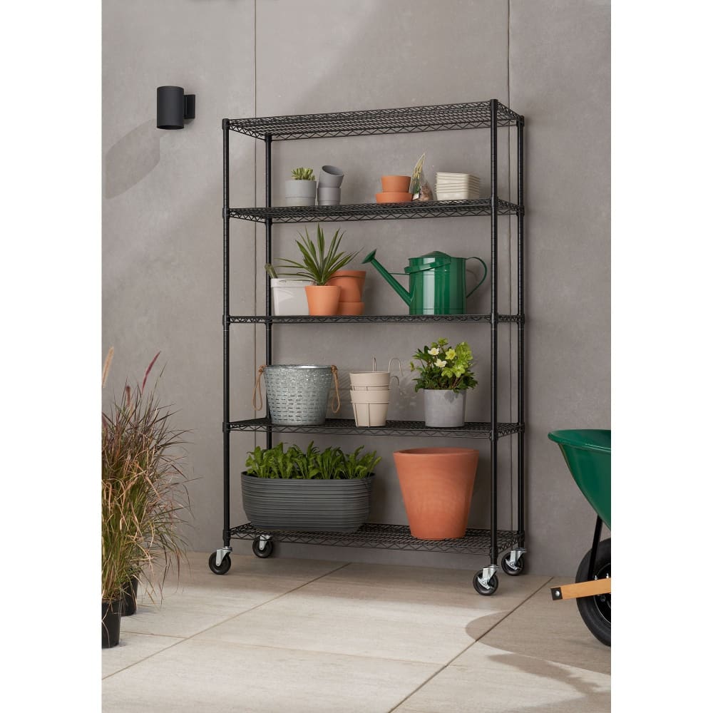 Trinity 5-Tier Outdoor Wire Shelving NSF with Wheels - Trinity