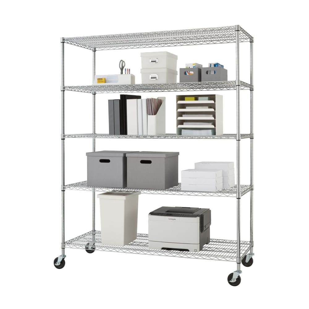 Trinity Basics 5-Tier Wire Shelving NSF with Wheels - Trinity Basics