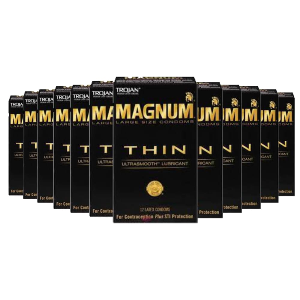 Trojan Magnum Thin with ultrasmooth lubricant - 12 ct ea - 12 Pack - Condoms - TROJAN