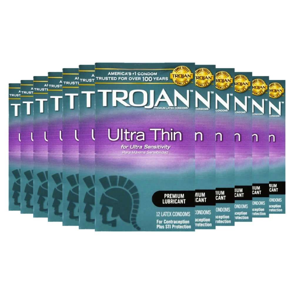 Trojan Ultra Thin Premium Latex Condoms Lubricated - 12 Ea - 12 Pack - TROJAN