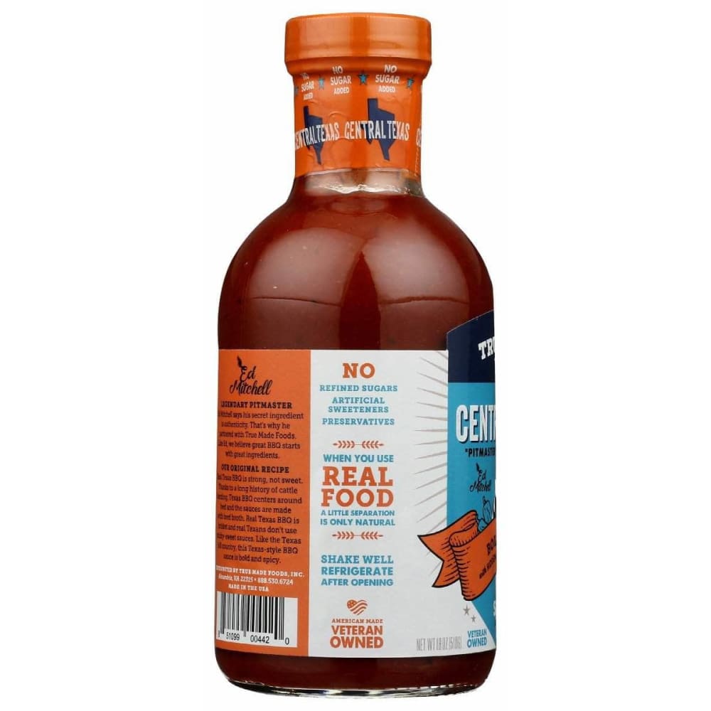 TRUE FOODS True Foods Sauce Bbq Central Texas No Sugar, 18 Oz