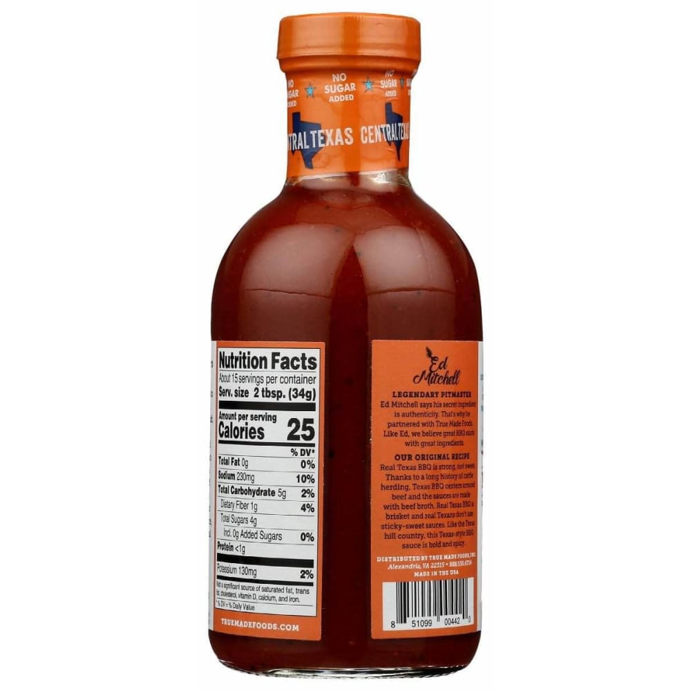 TRUE FOODS True Foods Sauce Bbq Central Texas No Sugar, 18 Oz