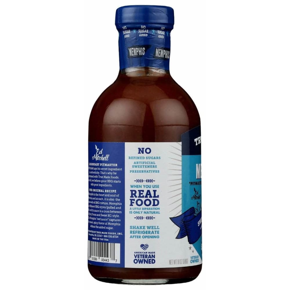 TRUE FOODS True Foods Sauce Bbq Memphis No Sugar, 18 Oz