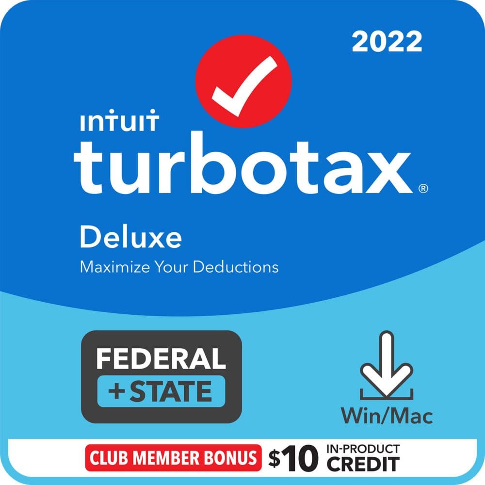 TurboTax Deluxe 2022 Fed + E-file & State Digital Download (Pack of 2) - Tax & Finance Software - TurboTax